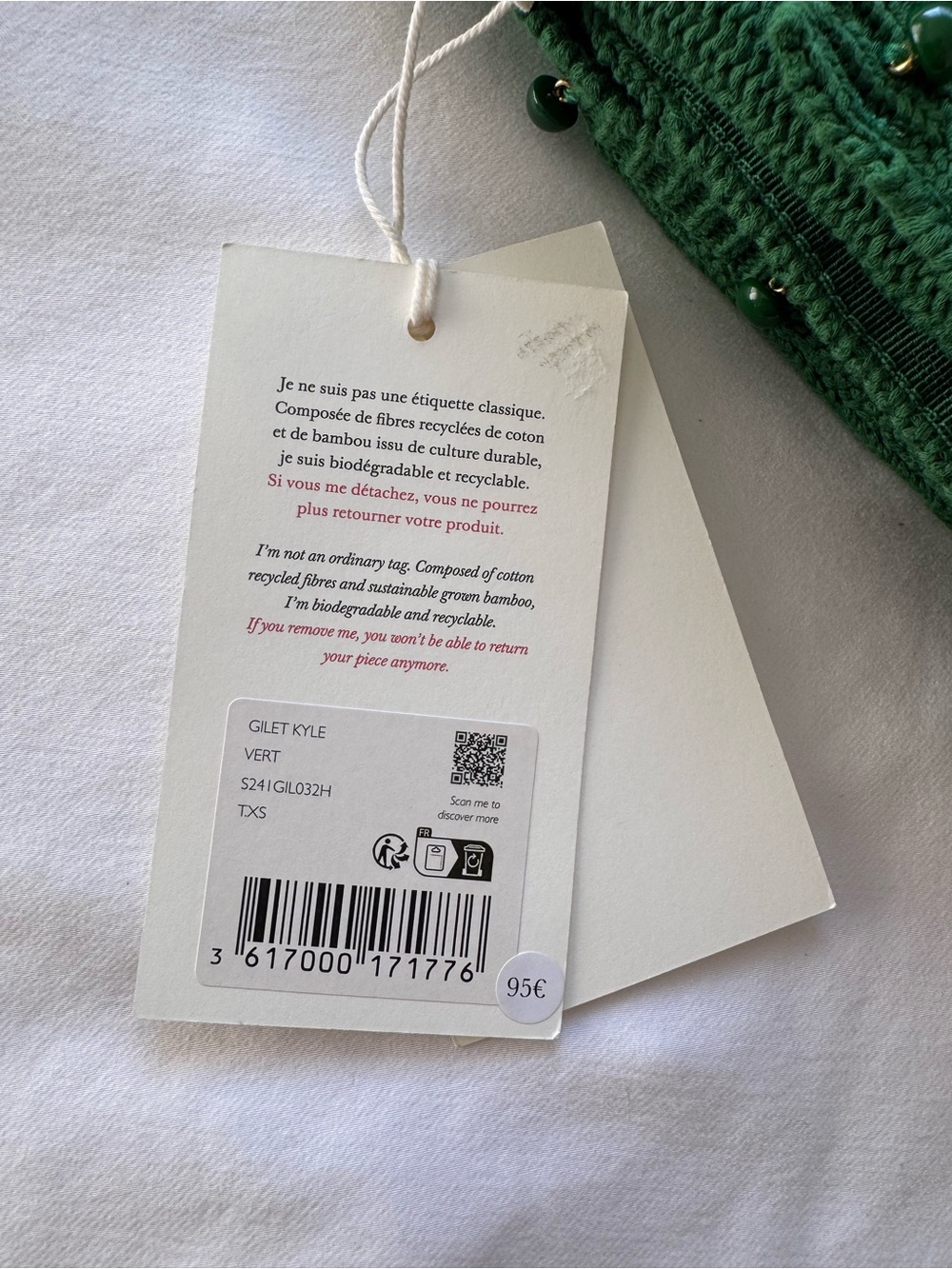 Sezane Kyle Green Short Sleeve Knit Cardigan - Xs - Picture 5 of 5